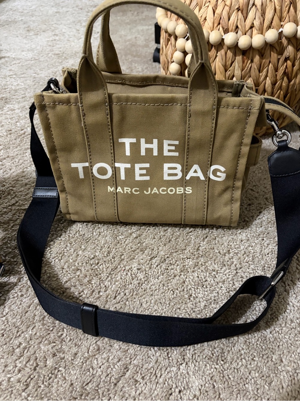 Marc Jacobs Olive Canvas 'The Tote Bag' Mini Crossbody , wore once